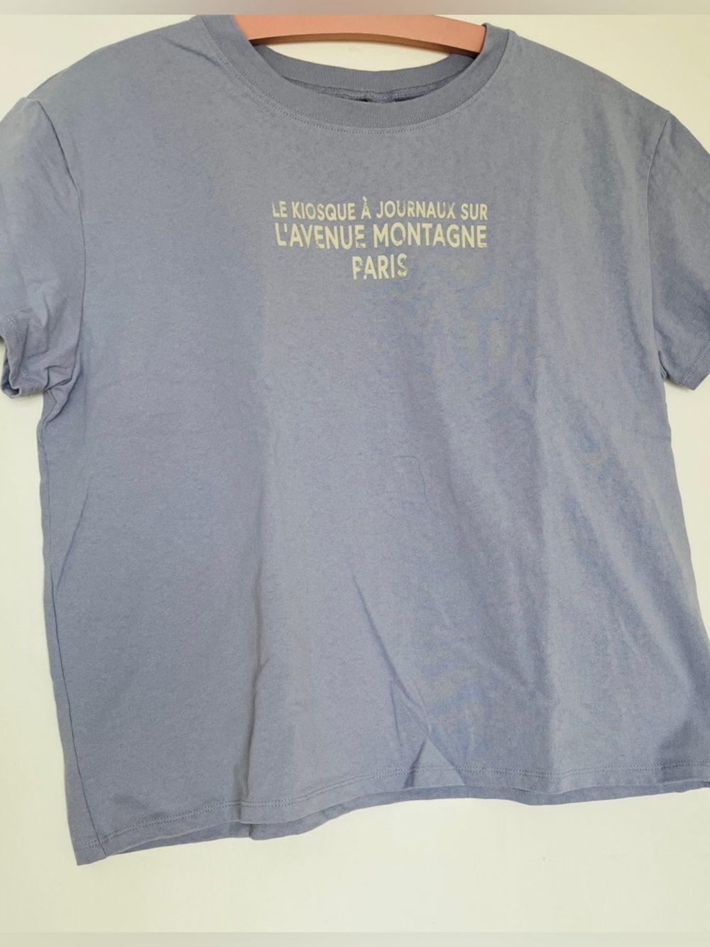 L'Avenue Montagne Paris Lavender Blue 100% Cotton T Tee Shirt L